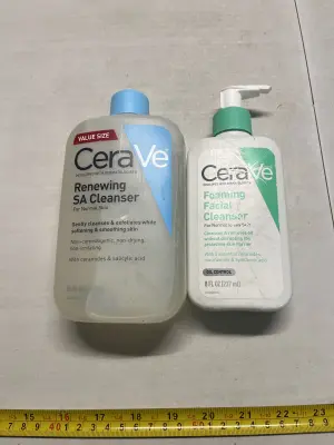 cerave cleanser, and facial foaming cleanser 16/8oz bottles