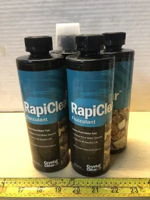 4 bottles 16oz Rapiclear flocculant cleats pond water
