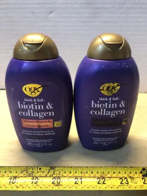 2 bottles 13oz ogx biotin and collagen conditioner