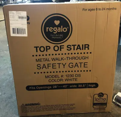Top of the stair metal walk thru safety gate 28”-42” wide 30.5” high