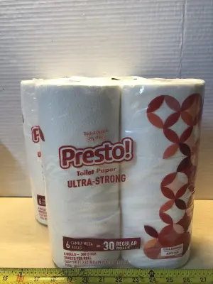 2 packs presto 6 rolls each toilet paper