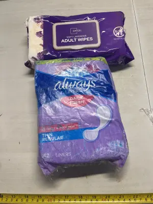 adult wipes , always liners