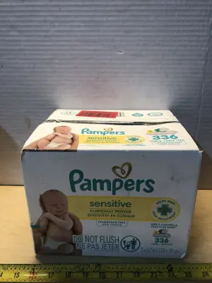 Box of Pampers sensitive wipes 336 count