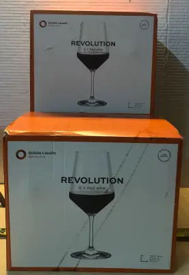 3 boxes Stolzle Lausitz revolution wines glasses  2 boxes have 6 one box has 3