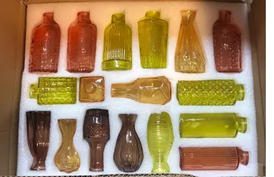 40pc colored glass bottles