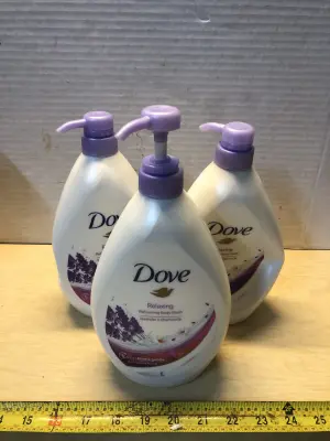 3 bottles 33.8oz Dove relaxing body wash