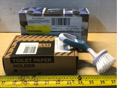 Toilet paper roll holder, size large black gloves,cleaning brush