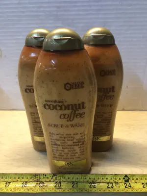 3 bottles 19.5oz coconut coffee scrub and wash