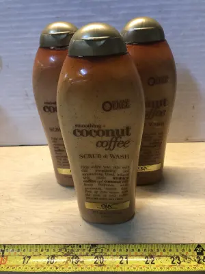 3 bottles 19.5oz coconut and coffee scrub and wash