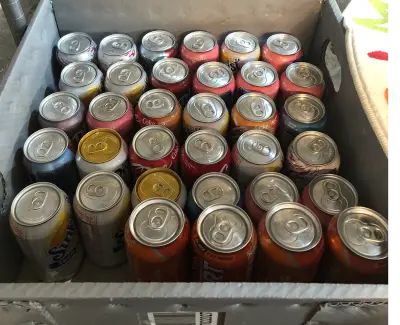 34 cans assorted drinks mostly in date