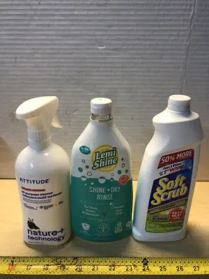 27.1oz attitude all purpose cleaner , 25.35oz lemi shine dry rinse, 36oz soft scrub