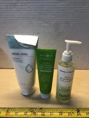 10.1ozangel aqua cleansing foam, 4.2oz MooGoo moisturizer, 8oz facial cleanser