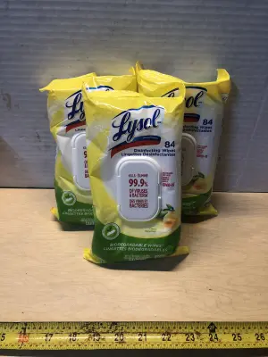 3 packs Lysol disinfecting wipes