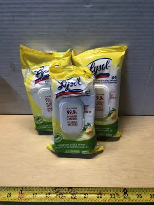 3 packs Lysol disinfecting wipes