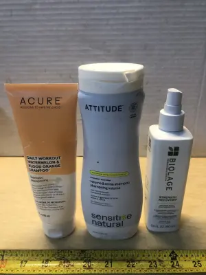 8oz Acura shampoo, 16oz attitude shampoo, 8.5ozbiolage repair spray