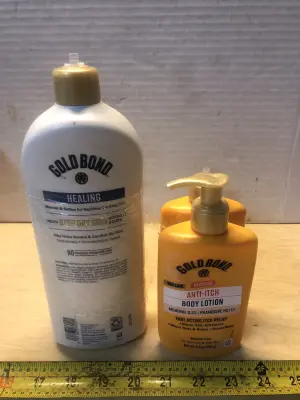 2 bottles5.5oz gold bond anti itch lotion cap broke, gold bond healing lotion cap broke