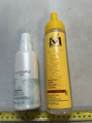 curly hair balm and foaming lotion