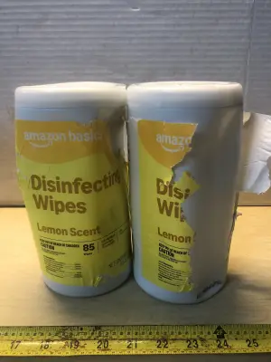 2 tubs Amazon basic’s disinfectant wipes