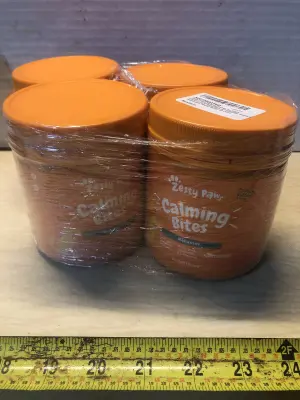 4 tubs 90 chews each zesty paws dog chews calming bites exp:2/26
