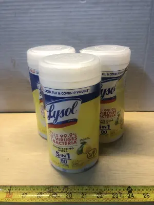 3 tubs Lysol disinfecting wipes