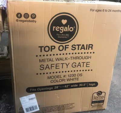 Top of the stair metal walk thru safety gate 28”-42” wide 30.5” high