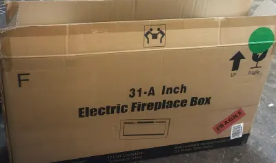 31-A inch Electric fireplace box front plate screw missing as is