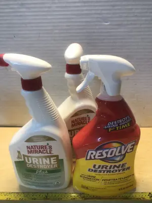 2 bottles 32oz natures miracle urine destroyer, 32oz resolve urine destroyer