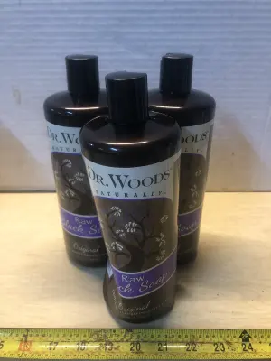 3 bottles 32oz Dr Woods Raw black soap