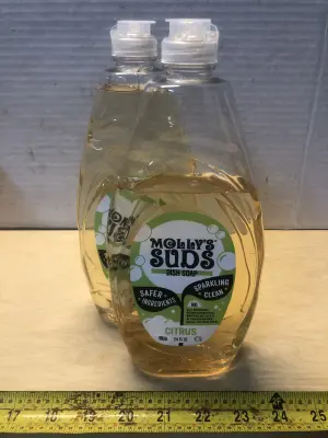 2 bottles 24oz mollys suds dish soap some spilled