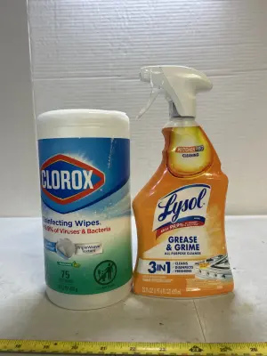 2 piece cleaning bundle clorox wipes and lysol spray