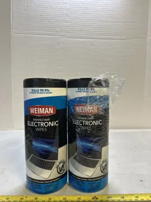 2 disinfected, electronic wipes
