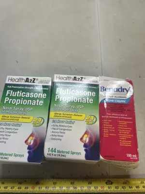 liquid Benadryl and two nasal spray
