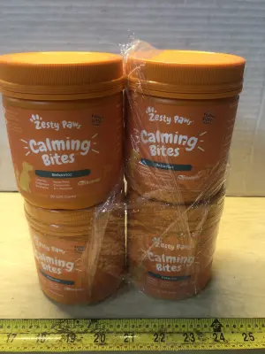 4 tubs 90 chews each zesty paws calming dog bites exp:2/26