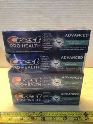 4 boxes 5oz crest prohealth tooth paste