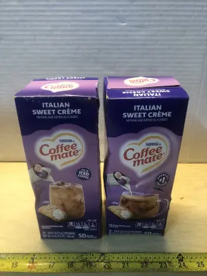 2 boxes 50 each coffee mate Italian sweet cream exp:7/26