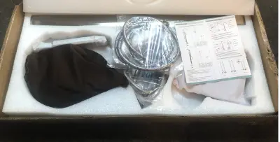 Freestanding bathtub waterfall faucet box opened as is