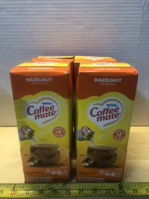 4 boxes 50 each coffee mate hazelnut creamers exp:10/26