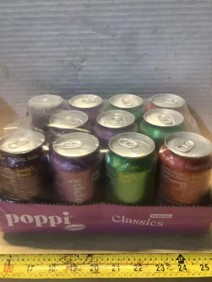 12 cans poppi variety pack prebiotic drink exp:11/2/26