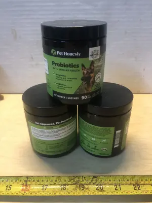 3 tubs 90 chews each probiotics gut and immune health for dogs exp:4/16/26