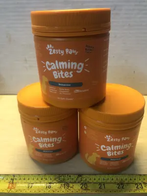 3 tubs 90 chews each zesty paws calming dog bites exp:2/26