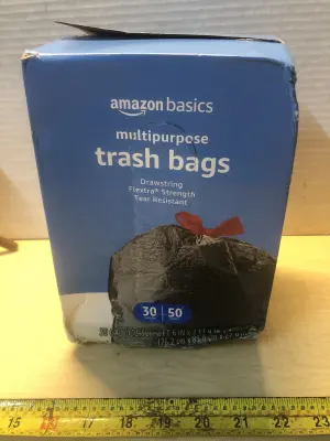 50 count 30 gallon Amazon basics trash bags