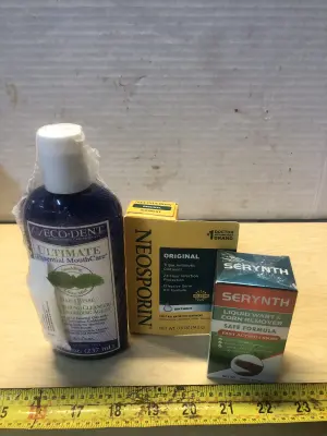 8oz daily mouth rinse wound cleanser, 0.5oz Neosporin, 1oz liquid wart and corn remover