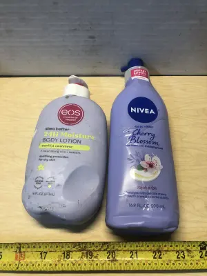 16oz eos body lotion, 16.9oz Nivea jojoba oil