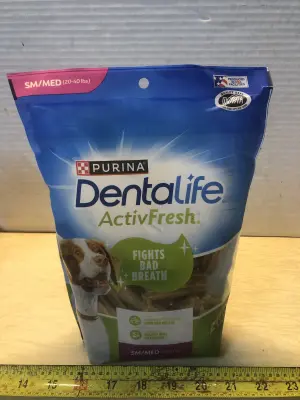 15.5oz purina dentalife fresh breath dog treats exp:11/26