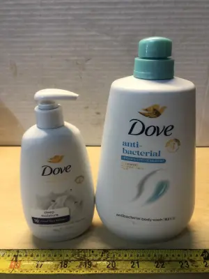 12oz Dove hand wash , 30.6oz Dove body wash