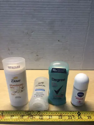Dove aluminum free deodorant, Secret Clinical deodorant bottom broke, Degree deodorant, Nivea deodorant