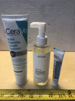 5oz Cerave acne foaming cleanser, 6.76oz Anua pore cleanser, 0.5oz glenmark acne treatment
