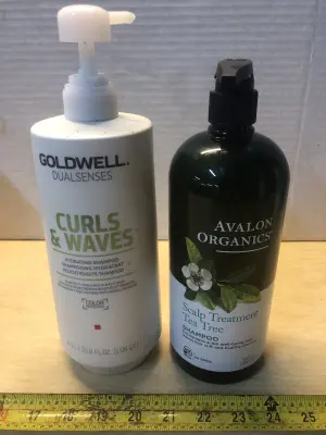 33.8oz Goldwell curl shampoo, 32oz Avalon organics tea tree scalp treatment shampoo
