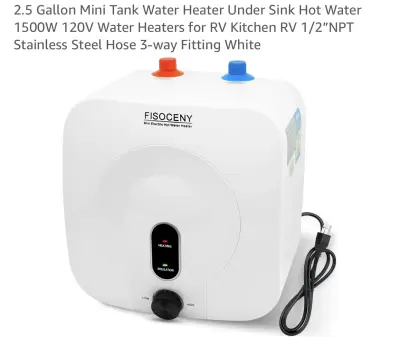 2.2 gallon under the sink water heater 1500W 60Hz 110V (lights flashed when plugged up) as is