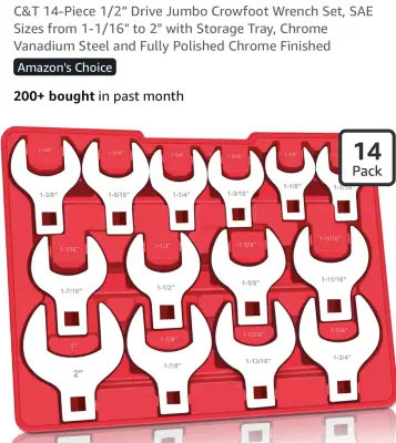 Drive jumbo crowfoot wrench set